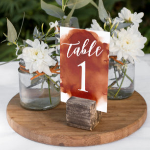 Tarjeta De Mesa Simple Moderno Acuarela Naranja Quemada