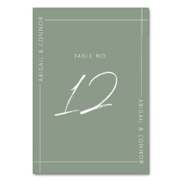 Tarjeta De Mesa Simple Moderno Caligrafía Verde Salvia