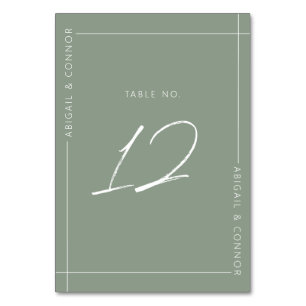 Tarjeta De Mesa Simple Moderno Caligrafía Verde Salvia