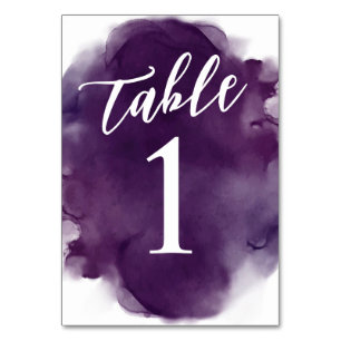 Tarjeta De Mesa Simple Moderno Ciruela Profundo Púrpura Acuarela