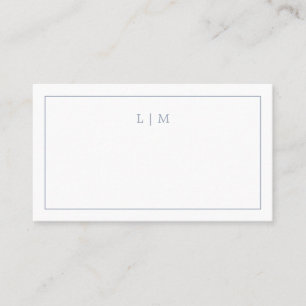 Tarjeta De Mesa Simple Monograma Azul Polvoriento Boda Elegante