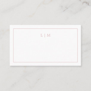 Tarjeta De Mesa Simple Monograma Rosa Claro Elegante Boda