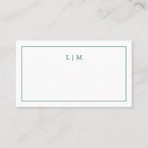Tarjeta De Mesa Simple Monograma Verde Esmeralda Boda Elegante