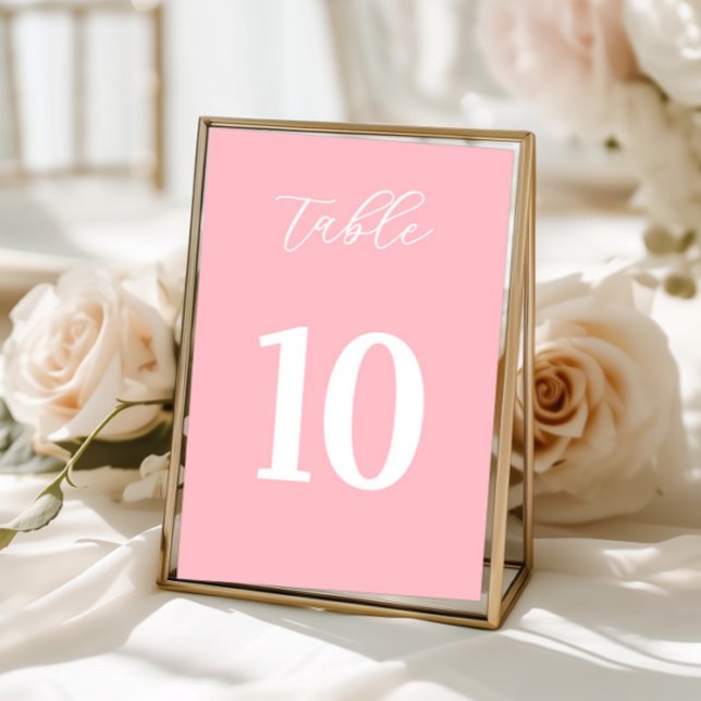 Tarjeta De Mesa Simple Pink Table Numbers Sign (table numbers, pink decor, wedding tables, bridal shower, baptism party, simple minimalist sign)