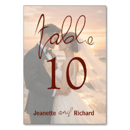 Tarjeta De Mesa Simple Romantic Sunset Beach Wedding Table Number