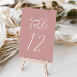 Tarjeta De Mesa Simple Script Dusty Rose Wedding<br><div class="desc">Elegant wedding table numbers featuring the table number displayed in a simple white script with a dusty rose background. The text and background colors can be changed to your wedding colors using the editing tools. To order these table cards, individually edit the card with the number and add it to...</div>