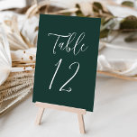 Tarjeta De Mesa Simple Script Forest Green Wedding<br><div class="desc">Elegant wedding table numbers featuring the table number displayed in a simple white script with a forest green background. The text and background colors can be changed to your wedding colors using the editing tools.</div>