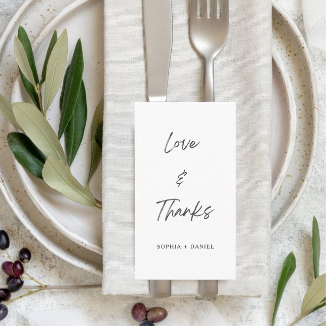 Tarjeta De Mesa Simple Script Love & Gracias Wedding (Subido por el creador)