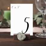 Tarjeta De Mesa Simple Script Wedding Table Numbers<br><div class="desc">Guide guests to their tables in refined style with this minimalist elegant wedding table number card featuring a graceful script number and delicate monogram initials. The clean black and white design creates a sophisticated balance between modern simplicity and timeless wedding décor. The oversized script table number provides clear visibility for...</div>