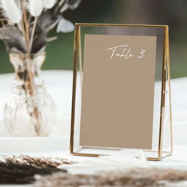 Tarjeta De Mesa Simple Taupe Boda moderno Número de tabla (Subido por el creador)