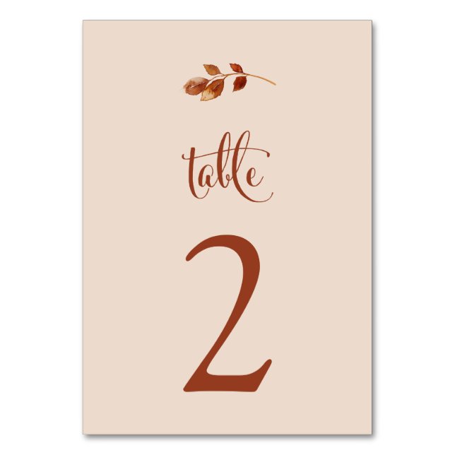 Tarjeta De Mesa Simple Terracotta Taupe Fall deja al Boho Boda (Anverso)