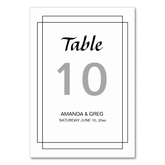 Tarjeta De Mesa Simple White Table Number Cards (Anverso)