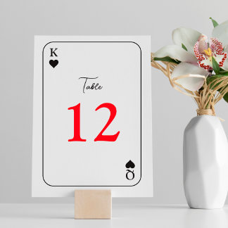 Tarjeta De Mesa Simple y moderna Boda Queen King Table Number Card