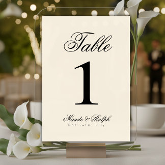 Tarjeta De Mesa Simple y moderno dinero negro y crema Boda