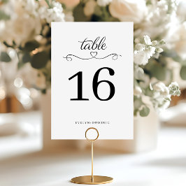 Tarjeta De Mesa Simple yet Elegant Script Heart Wedding