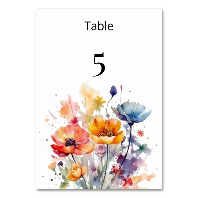 Tarjeta De Mesa Sinfonía de flores silvestres: Acuarela primaveral (Anverso)