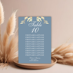 Tarjeta De Mesa Sinfonía floral eterna en Boda azul