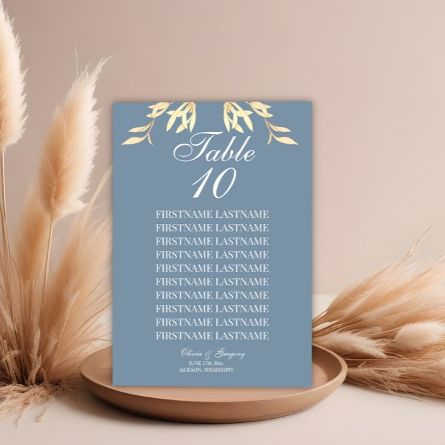 Tarjeta De Mesa Sinfonía floral eterna en Boda azul (Subido por el creador)