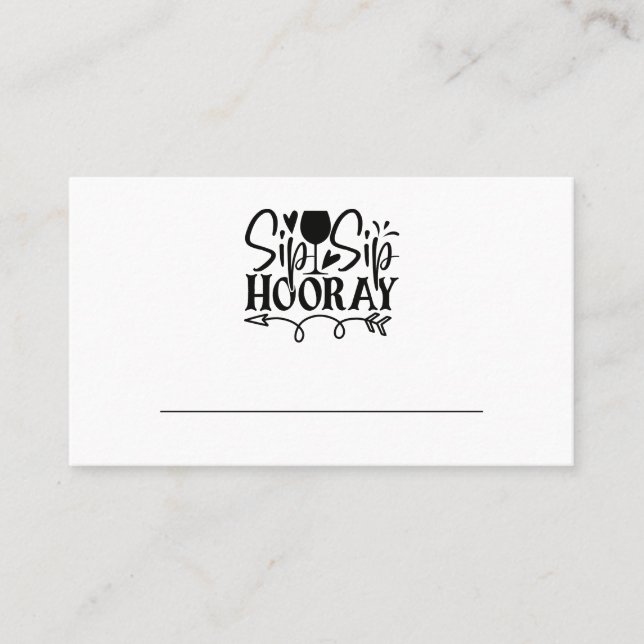 Tarjeta De Mesa Sip Hooray Vidrio Fiesta Boda blanco negro (Anverso)