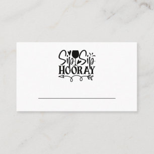 Tarjeta De Mesa Sip Hooray Vidrio Fiesta Boda blanco negro