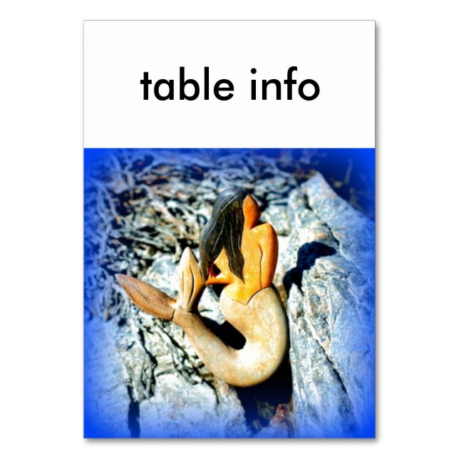 Tarjeta De Mesa sirena de pelo negro (Anverso)