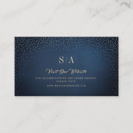 Tarjeta De Mesa Sitio web de monograma de Purpurina Naval y Oro In