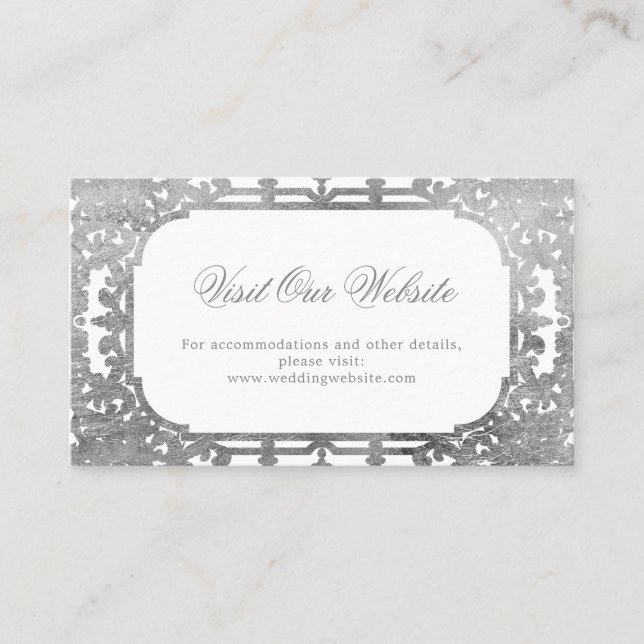 Tarjeta De Mesa Sitio web de visita a la cosecha de plata elegante (Anverso)