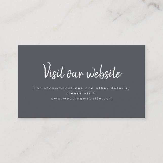 Tarjeta De Mesa Sitio web del boda de guiones simples de carbón ve (Anverso)