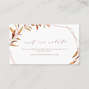 Tarjeta De Mesa Sitio web del Boda de la vegetación de otoño moder