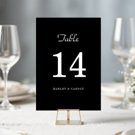 Tarjeta De Mesa Sleek Black Simple Boda Minimalista