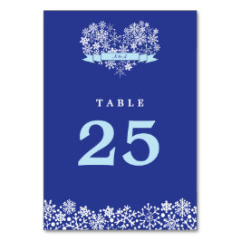Tarjeta De Mesa Snowflake Heart Winter Wedding Número de tabla