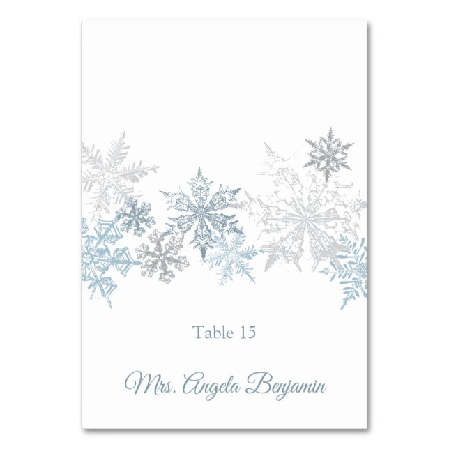 Tarjeta De Mesa Snowflakes Winter Wedding Elegant Place Card (Anverso)