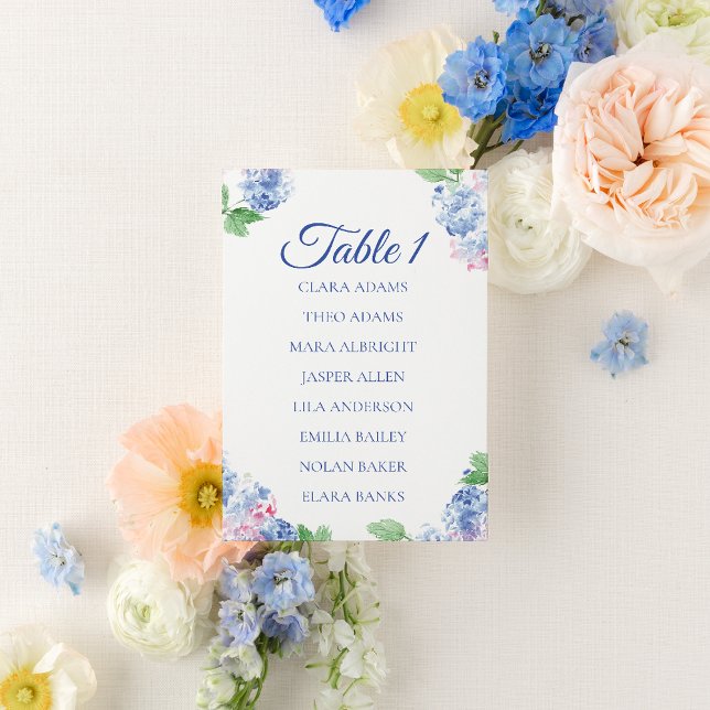 Tarjeta De Mesa Soft Blue Hydrangea Wedding Seating Chart Card (Subido por el creador)
