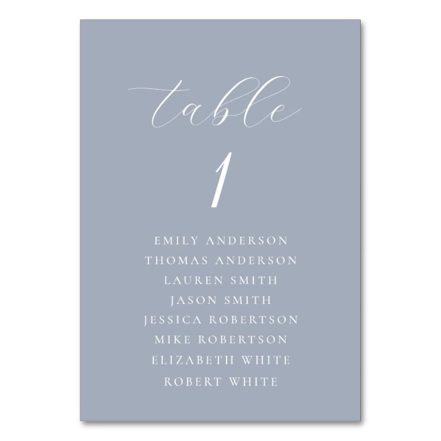 Tarjeta De Mesa Soft Dusty Blue Wedding Seating Chart (Anverso)