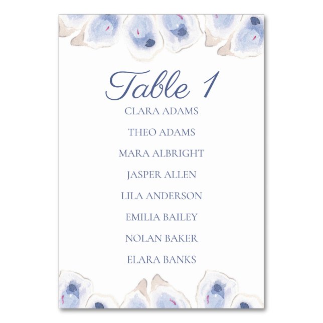Tarjeta De Mesa Soft Oyster Minimalist Seating Chart Cards (Anverso)