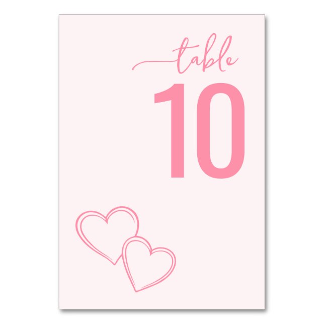 Tarjeta De Mesa Soft Pink Minimalist Wedding Table Card (Anverso)
