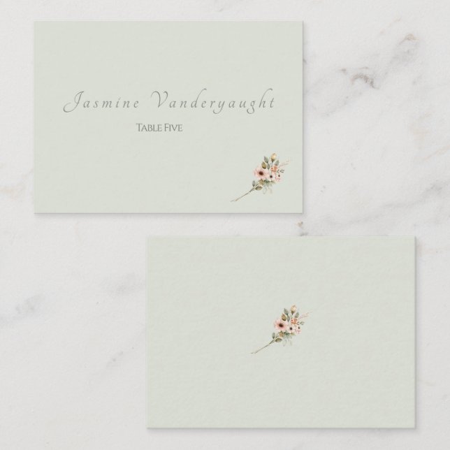 Tarjeta De Mesa Soft Sage Botanical Wedding Escort Cards (Anverso / Reverso)