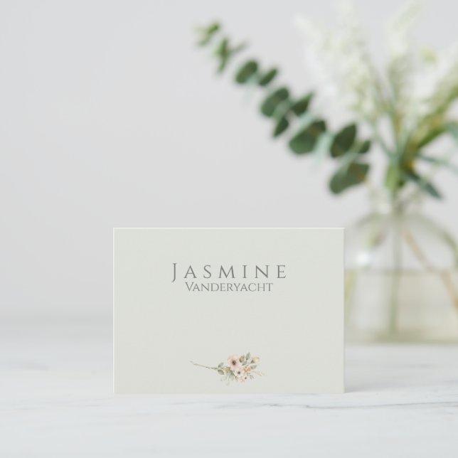 Tarjeta De Mesa Soft Sage Botanical Wedding | Minimal Garden Table (Anverso de pie)