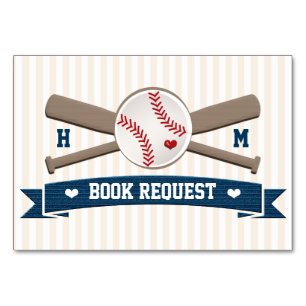 TARJETA DE MESA SOLICITUD DE LIBRO DE BABY SHOWER MONOGRAM BASEBAL