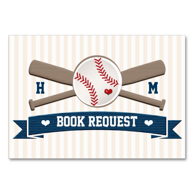TARJETA DE MESA SOLICITUD DE LIBRO DE BABY SHOWER MONOGRAM BASEBAL (Reverso)