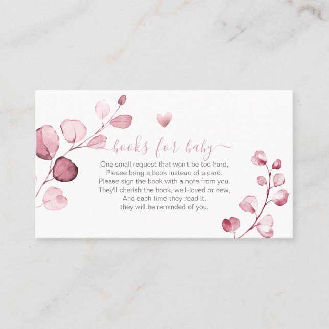Tarjeta De Mesa Solicitud de libro PixDezines Book Request H2 Rosa (Anverso)
