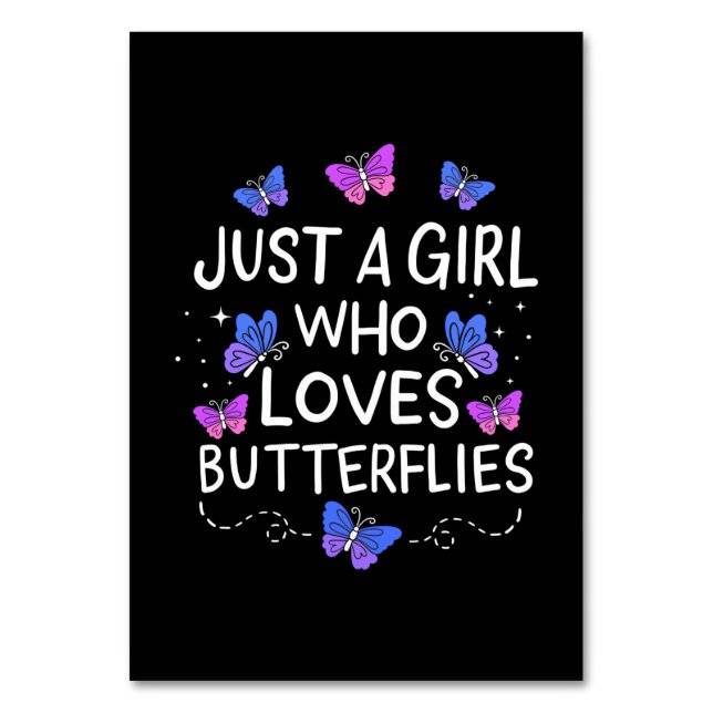 Tarjeta De Mesa Sólo un Chica que ama a la mariposa (Anverso)