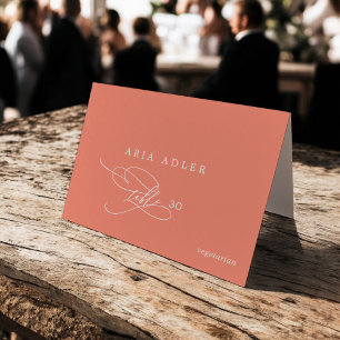 Tarjeta De Mesa SOPHIA Bright Coral Summer Menu Option Place Cards