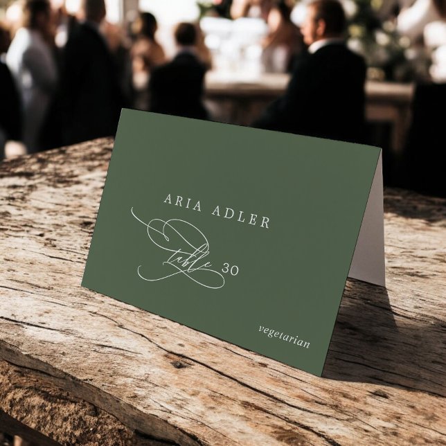 Tarjeta De Mesa SOPHIA Rústica Menú Verde de Olivo Opción de Tarje (SOPHIA Rustic Olive Green Menu Option Place Cards)