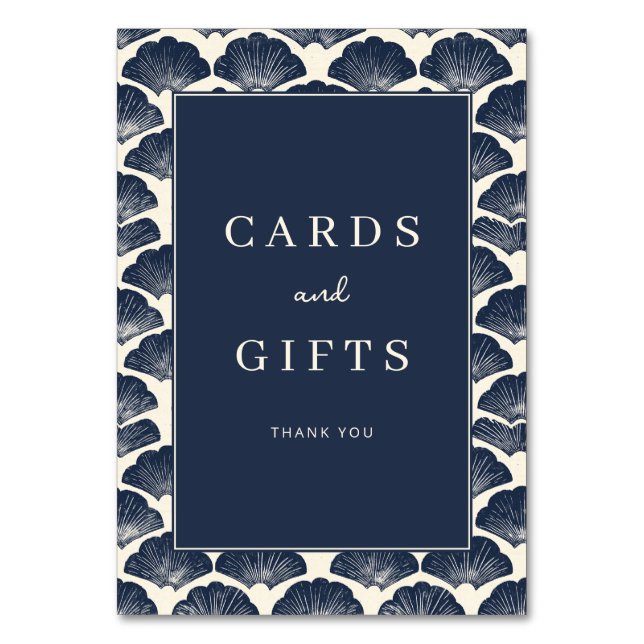 Tarjeta De Mesa Sophisticated Navy Seashell Border (Anverso)