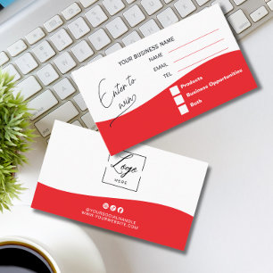 Tarjeta De Mesa Sorteo del Logotipo Rojo Ingrese para Ganar un Bol