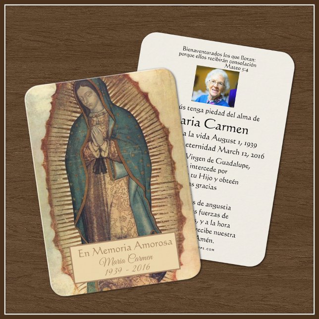 Tarjeta De Mesa Spanish Guadalupe Mary Funeral Prayer  Holy Card (Subido por el creador)