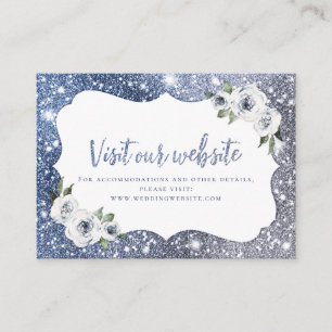 Tarjeta De Mesa Sparkle Blue Purpurina Floral Sitio Web Insertar T