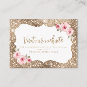 Tarjeta De Mesa Sparkle gold purpurina floral Sitio web Insertar t