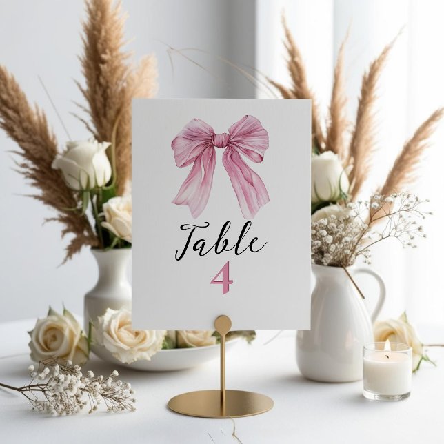 Tarjeta De Mesa Sparkle Pink Coquette Bow 1 (Subido por el creador)